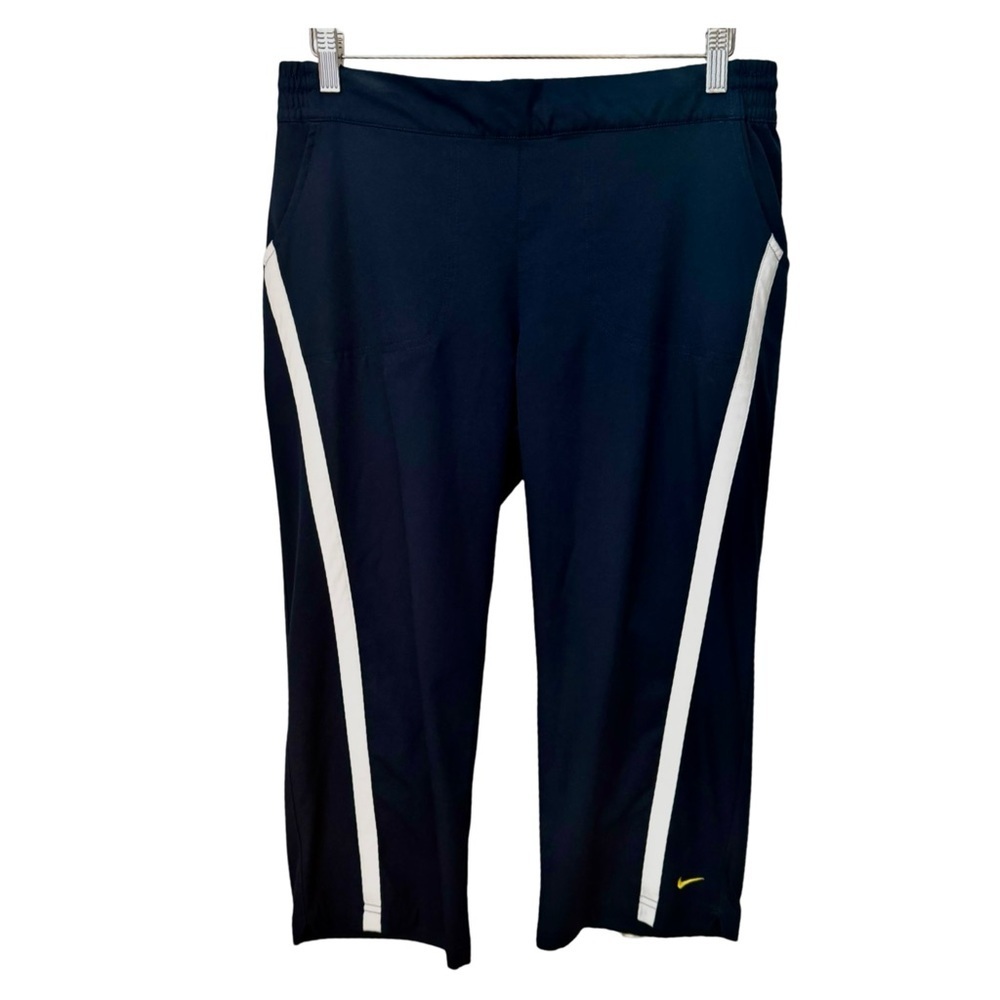 NIKE Vintage Y2K Athletic Capri Pants Navy with White Stripe Size Large